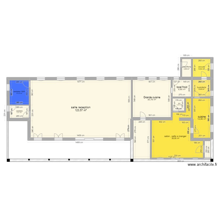 SALLE + HABITATION. Plan de 12 pièces et 268 m2