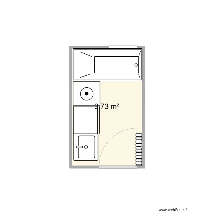 SdB. Plan de 1 pièce et 4 m2