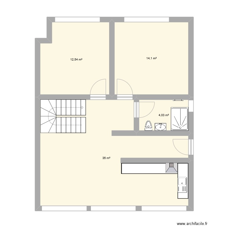 Payerne. Plan de 4 pièces et 66 m2