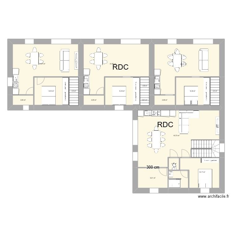  maison de Montelier  RDC. Plan de 18 pièces et 178 m2