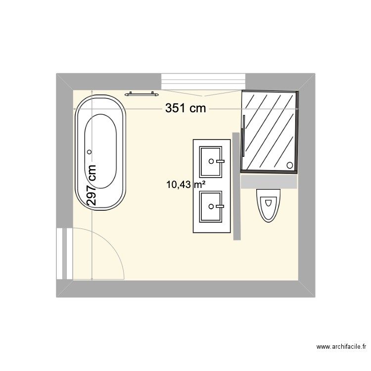 Salle de bain 2. Plan de 1 pièce et 10 m2