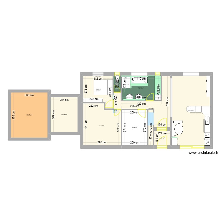 Jouques 2. Plan de 10 pièces et 121 m2