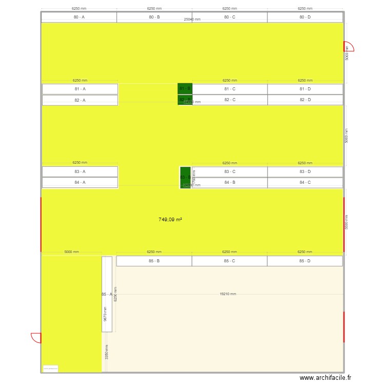 Tente. Plan de 1 pièce et 749 m2