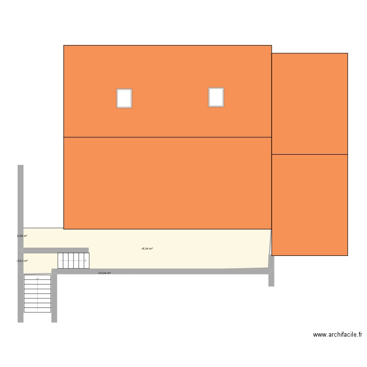 DP4 toiture avant. Plan de 4 pièces et 27 m2