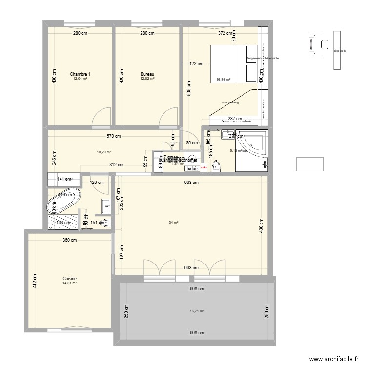 s.bain suite. Plan de 9 pièces et 124 m2