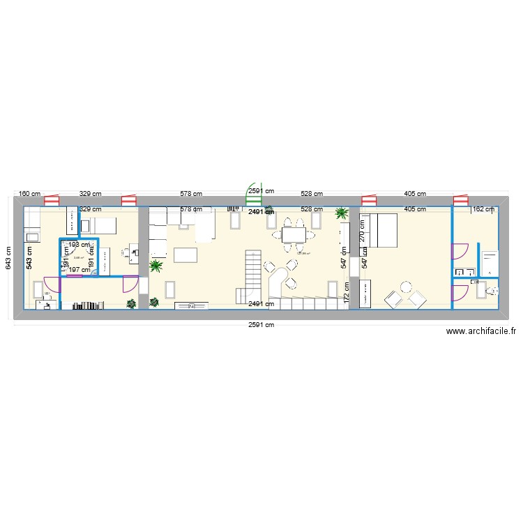 1er etage plan 3 avec 2 ch enf + 1 adulte (14.02.2025). Plan de 2 pièces et 139 m2