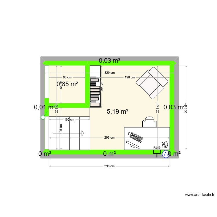 Chambre aux étoiles. Plan de 8 pièces et 6 m2