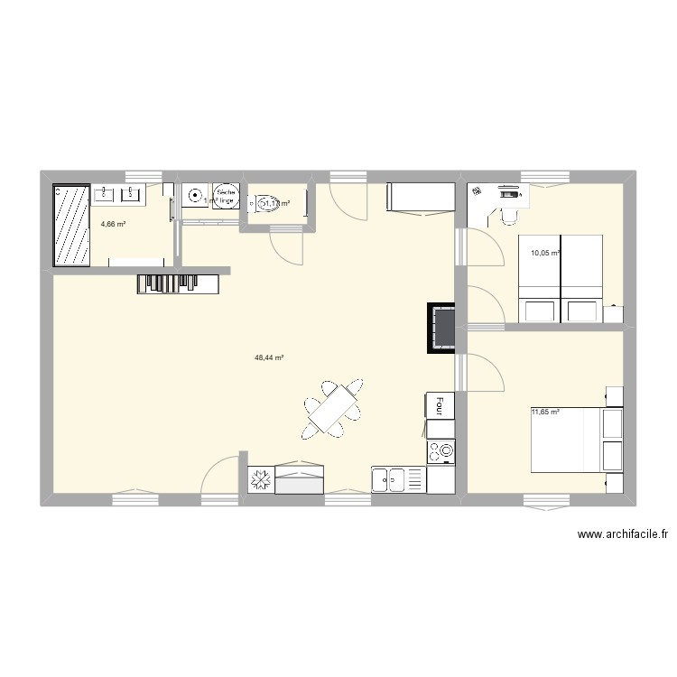 Aménagement Simandre. Plan de 6 pièces et 77 m2