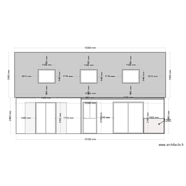 facade sud projet. Plan de 0 pièce et 0 m2