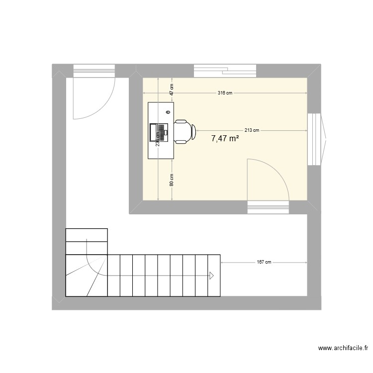 Essai 1. Plan de 1 pièce et 7 m2