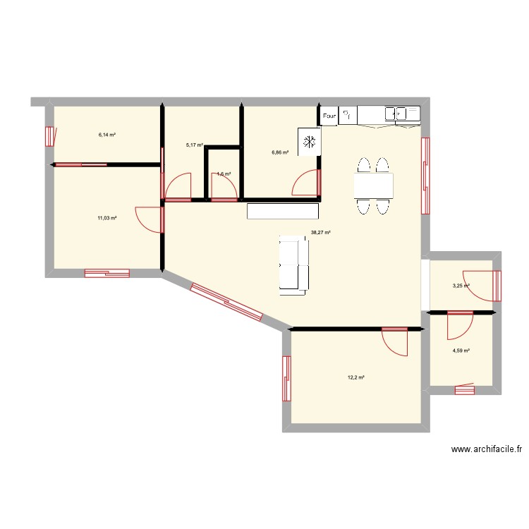 PLAN. Plan de 9 pièces et 89 m2