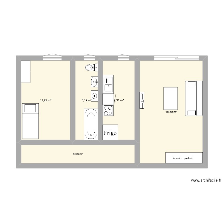 appartement ezanville. Plan de 5 pièces et 48 m2