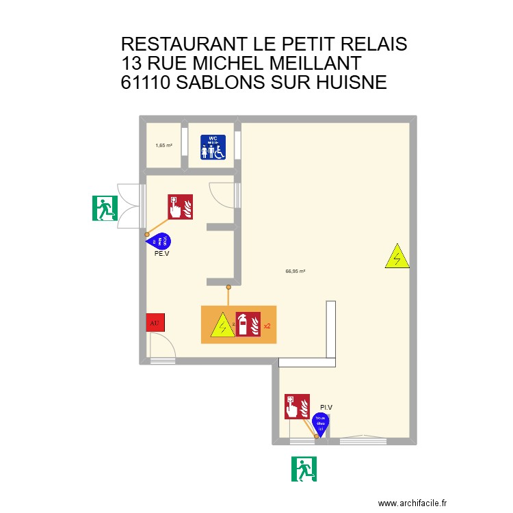 LE PETIT RELAIS . Plan de 3 pièces et 71 m2