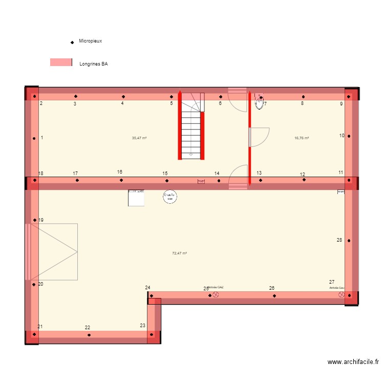 Choquet. Plan de 3 pièces et 125 m2