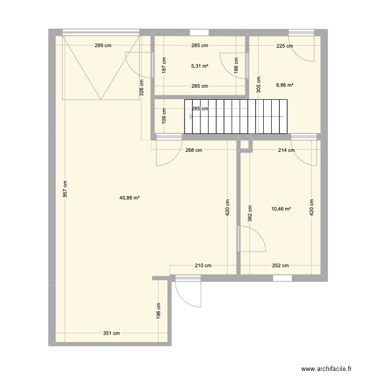 Motte Brulon 2ème maison RDC. Plan de 6 pièces et 67 m2