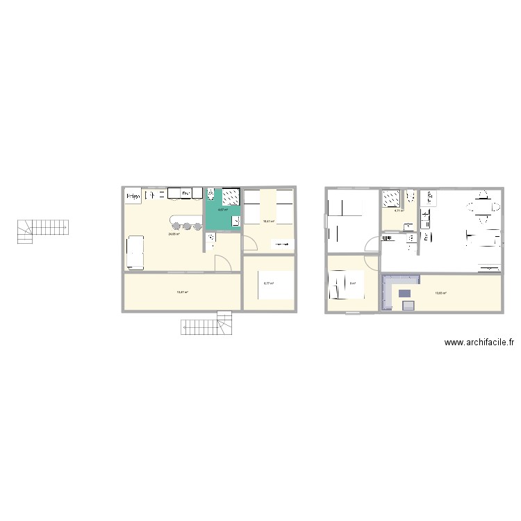 t(Teahupoo plan A. Plan de 8 pièces et 90 m2