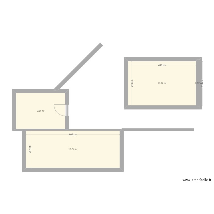 Test. Plan de 4 pièces et 43 m2