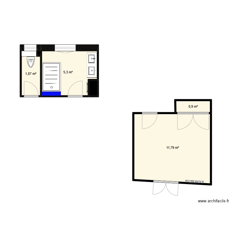 PASCOA existant. Plan de 6 pièces et 20 m2