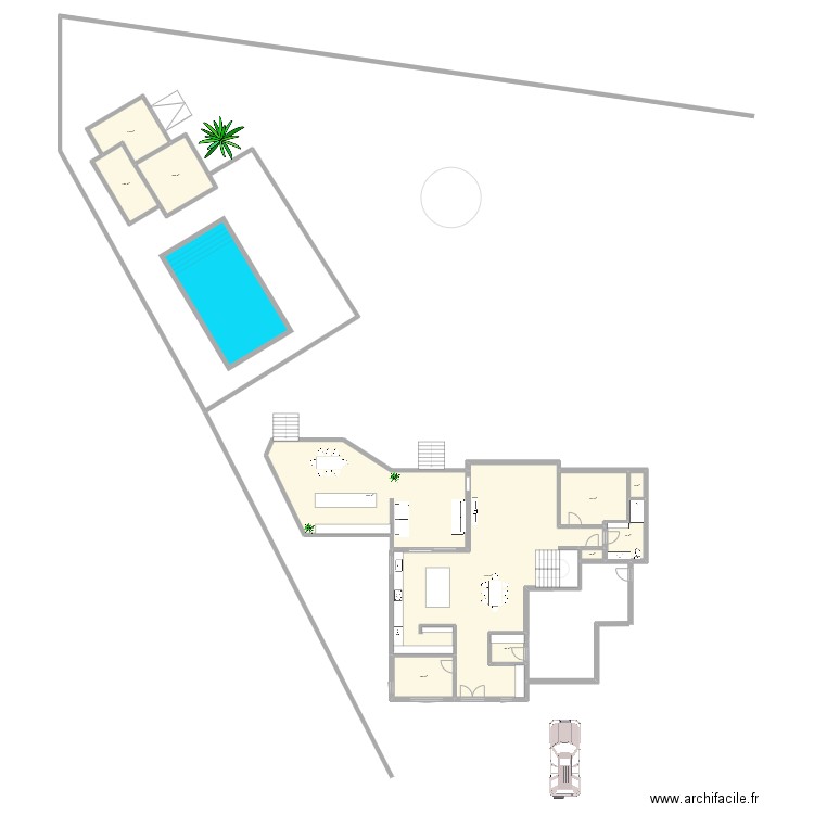 RDC. Plan de 11 pièces et 235 m2