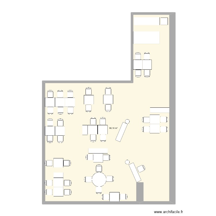 Salle restaurant. Plan de 1 pièce et 96 m2