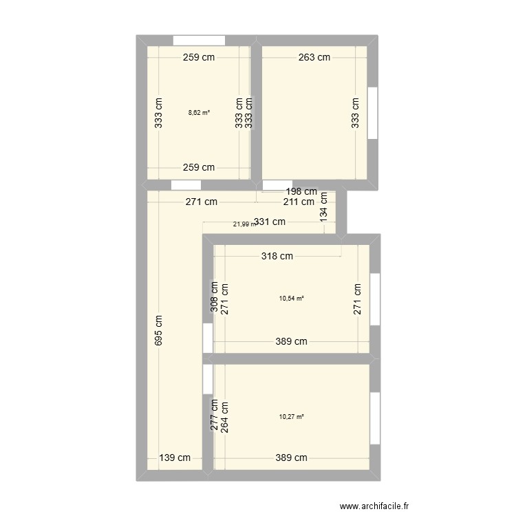 Valonia. Plan de 4 pièces et 51 m2