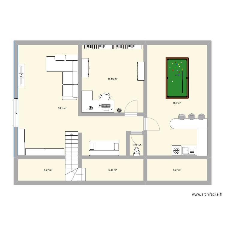 Chez Wam Etage. Plan de 7 pièces et 96 m2