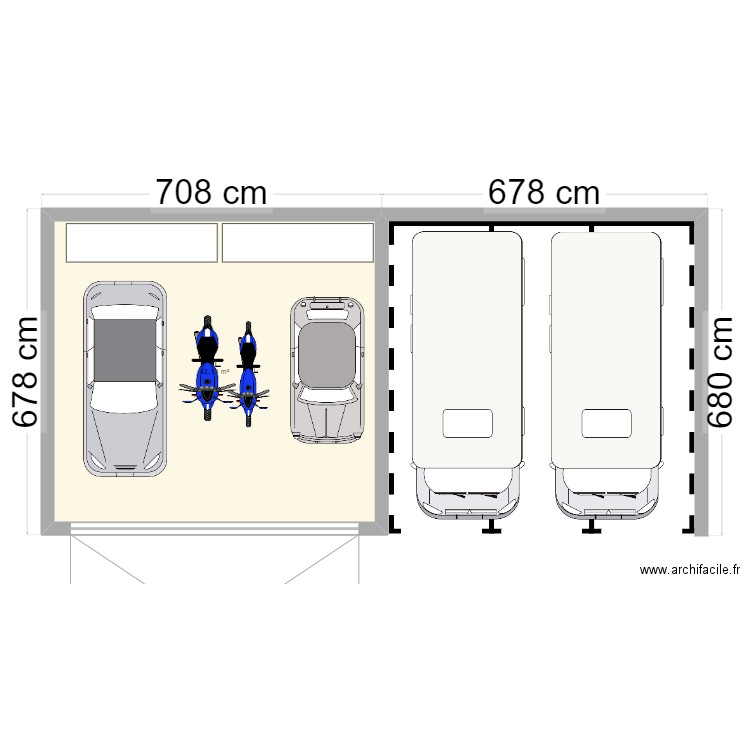 garage du 01.08.2024. Plan de 1 pièce et 42 m2