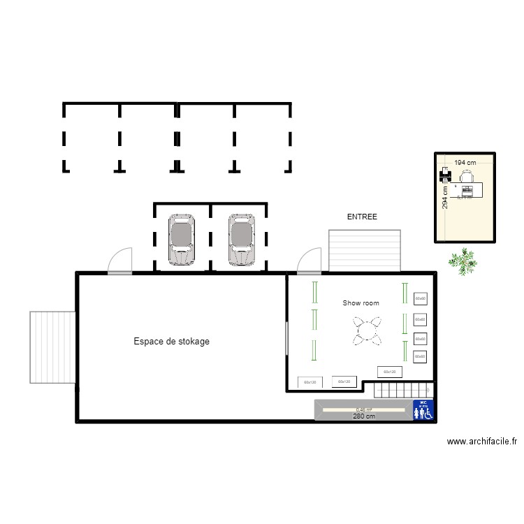 plan magasin carrelage discountb. Plan de 2 pièces et 6 m2