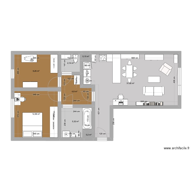 Bagnolet home. Plan de 8 pièces et 67 m2