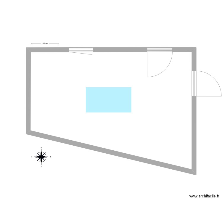 RDC Buanderie Le Cam vide. Plan de 1 pièce et 20 m2