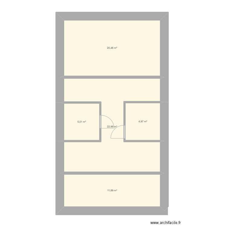 Grenier Cabasse. Plan de 5 pièces et 65 m2