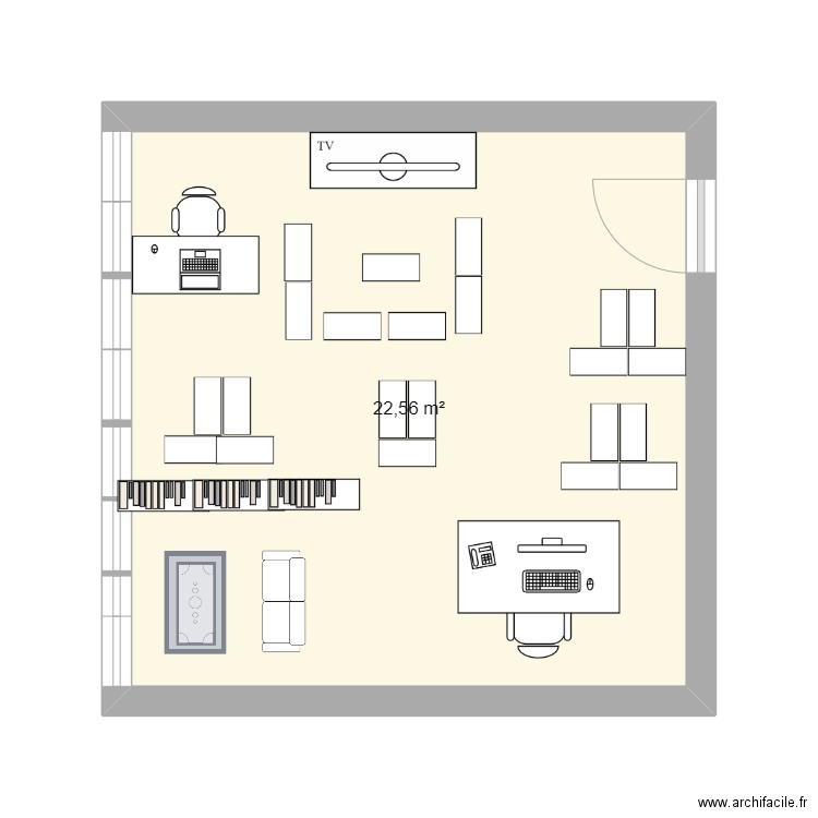 Ma classe. Plan de 1 pièce et 23 m2