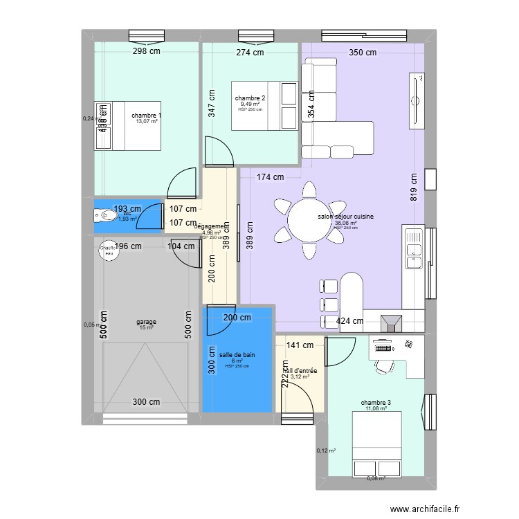 plan villa terrain puisserguier. Plan de 13 pièces et 101 m2