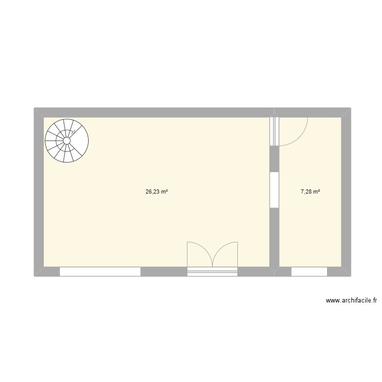 adoc. Plan de 2 pièces et 34 m2