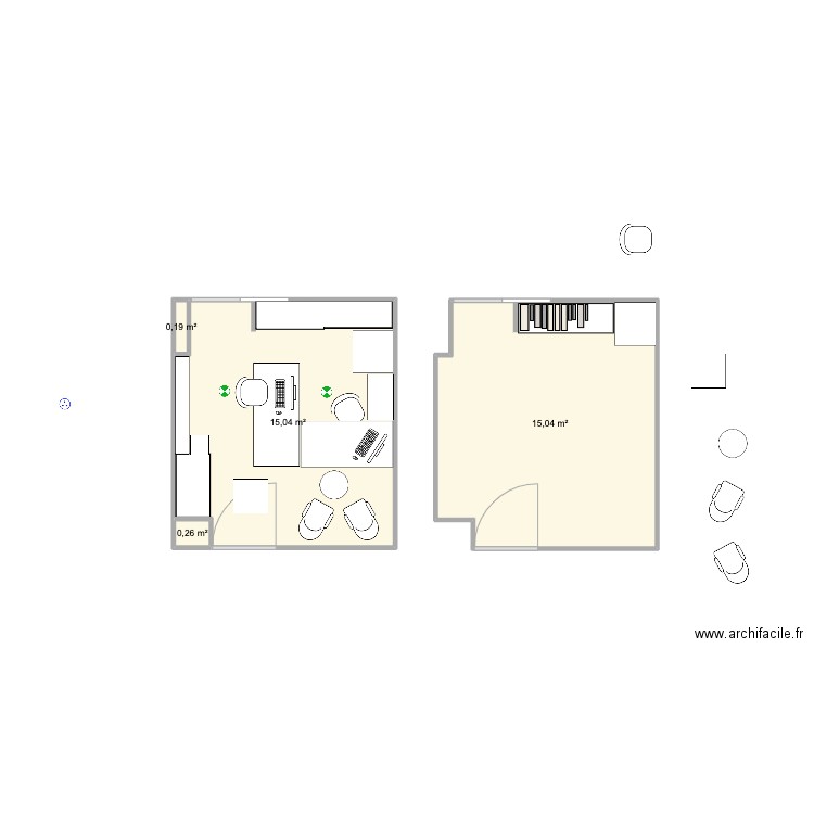 BUREAU GARCIA. Plan de 4 pièces et 31 m2