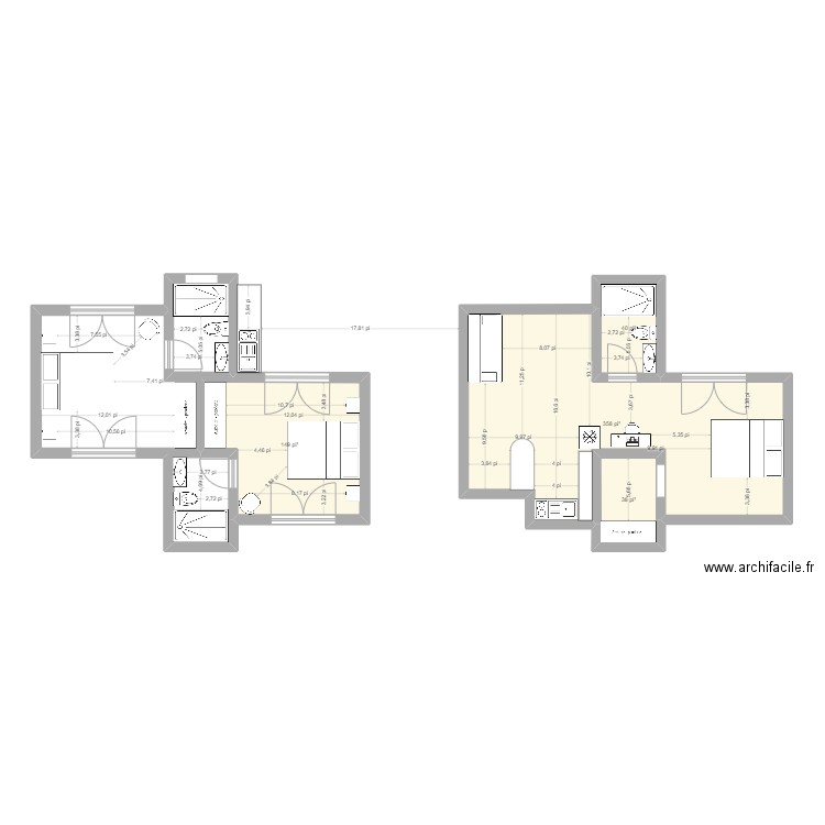 Las Galeras rez de chaussée. Plan de 4 pièces et 54 m2