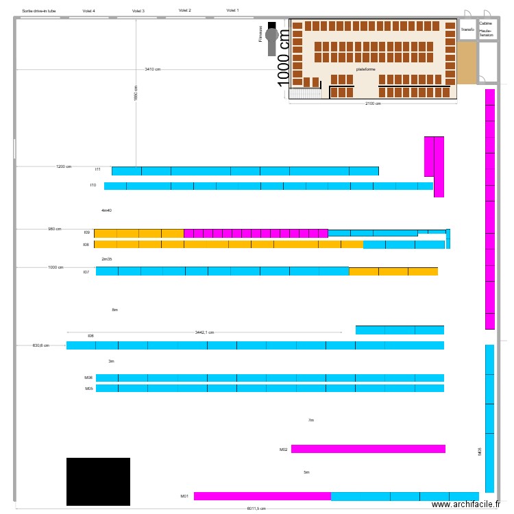 Plan rack actuel 2025. Plan de 3 pièces et 24 m2