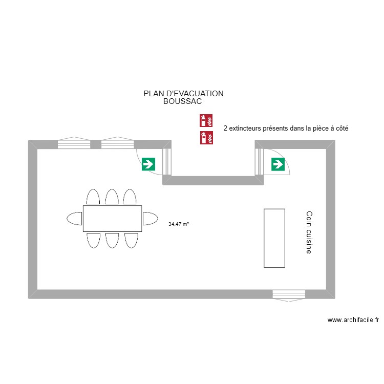 23 BOUSSAC Maison Paroissiale. Plan de 1 pièce et 34 m2