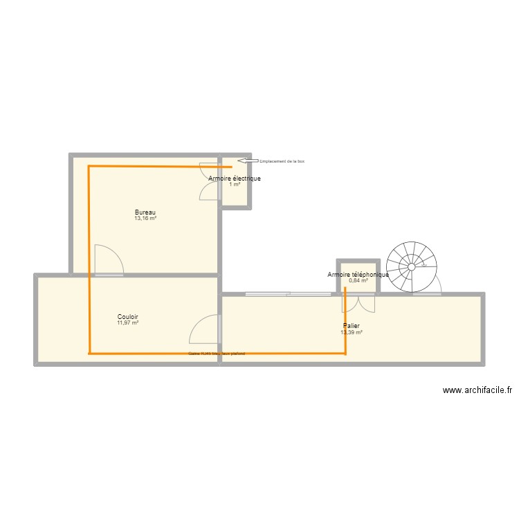 Neuilly. Plan de 5 pièces et 40 m2