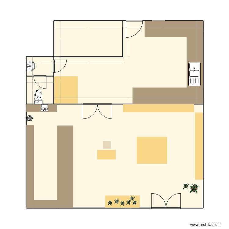 boutique. Plan de 5 pièces et 74 m2