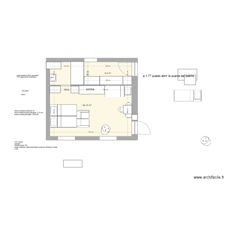 maubeugeb pettit b c. Plan de 2 pièces et 30 m2