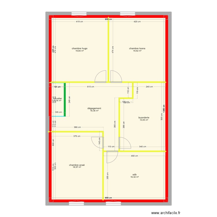 etage. Plan de 7 pièces et 112 m2