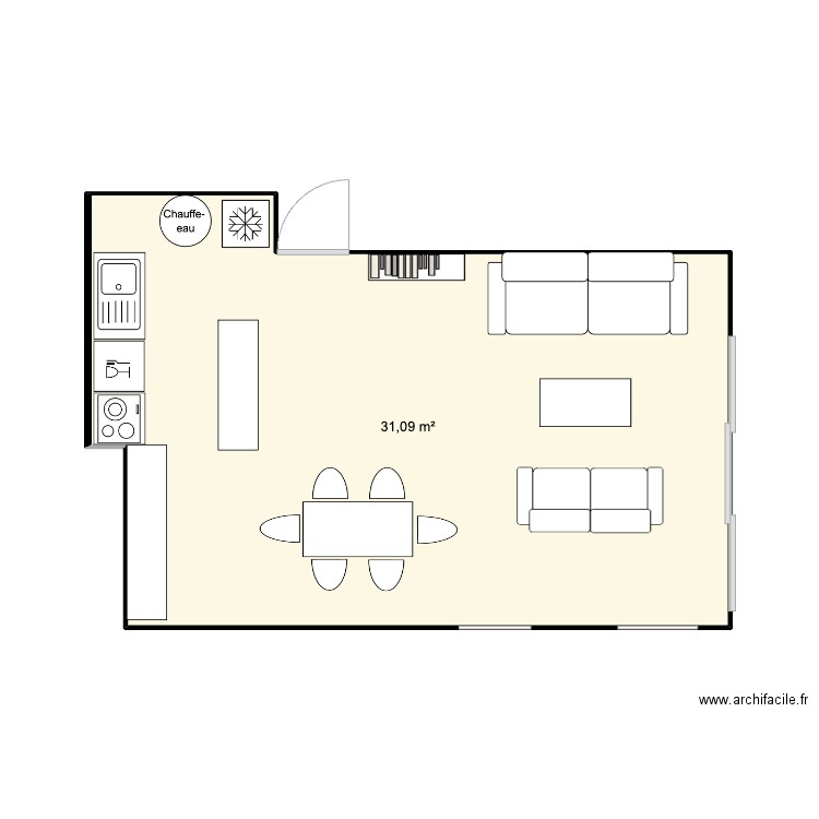 Plan B. Plan de 1 pièce et 31 m2