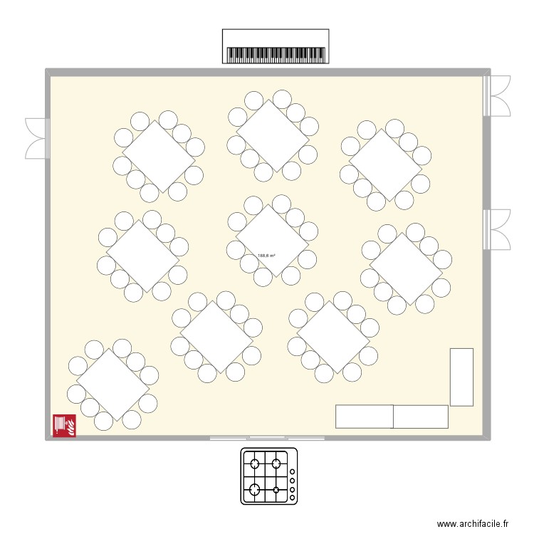 Mariage. Plan de 1 pièce et 189 m2