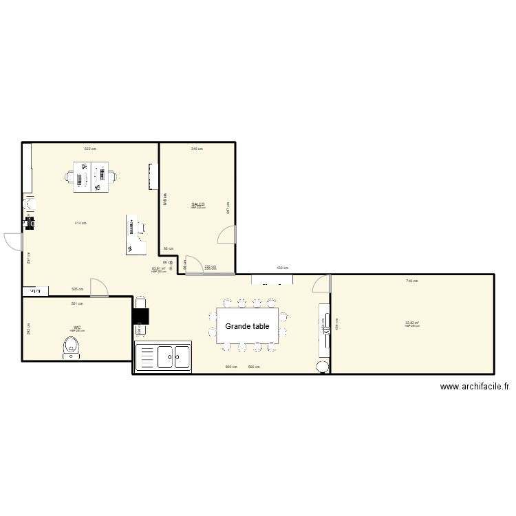 Aménagement des bureaux LS-2. Plan de 4 pièces et 152 m2