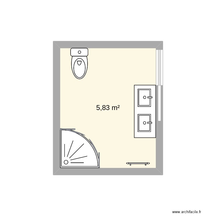 SDB 1er Etage. Plan de 1 pièce et 6 m2