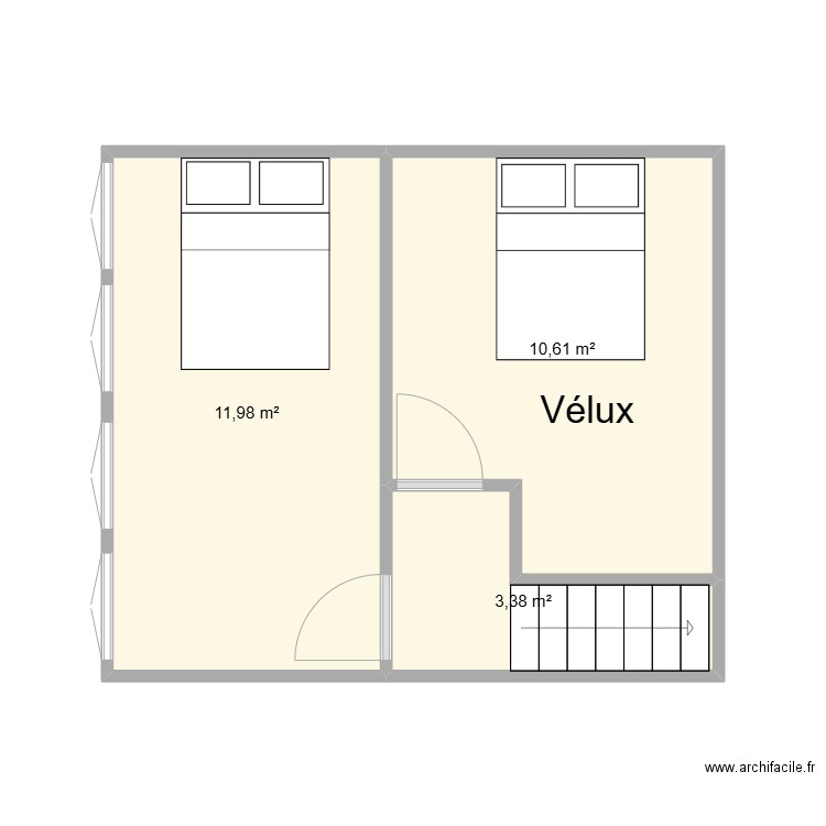 Doudeville APT2 étage . Plan de 3 pièces et 26 m2