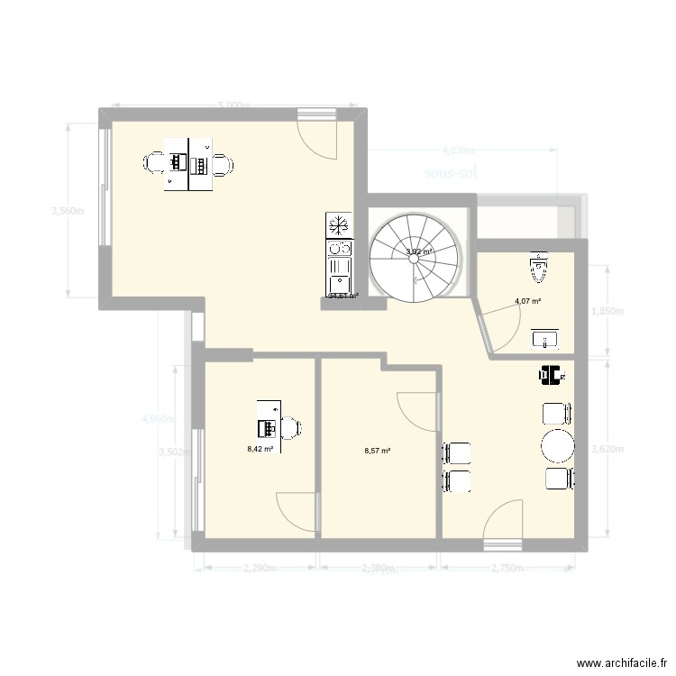 121. Plan de 6 pièces et 109 m2