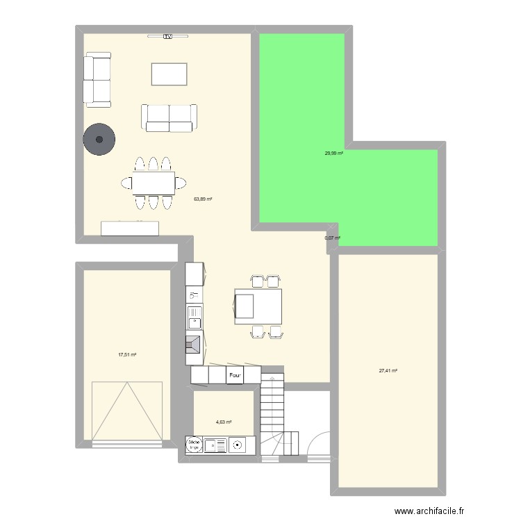 plan maison et extension. Plan de 6 pièces et 144 m2