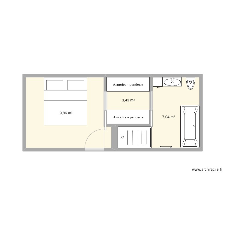 orchies rdc. Plan de 3 pièces et 20 m2